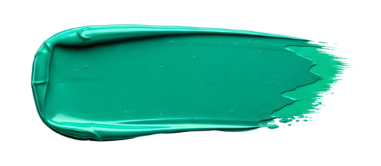 Vibrant teal acrylic paint smear stroke swatch for artistic cosmetic design isolated PNG with Transparent Background