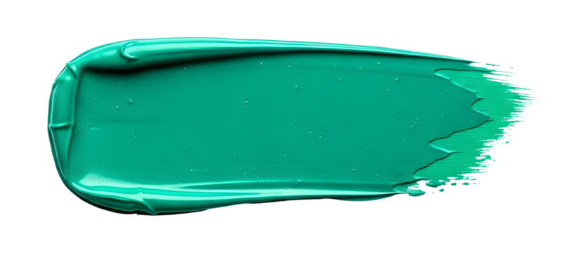 Vibrant teal acrylic paint smear stroke swatch for artistic cosmetic design isolated PNG with Transparent Background