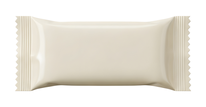 Empty plastic foil wrapper template for product packaging design and branding mockup isolated PNG with Transparent Background