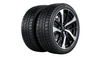  New All-Season Performance Tire Mounted on Modern Alloy Wheel Isolated on White