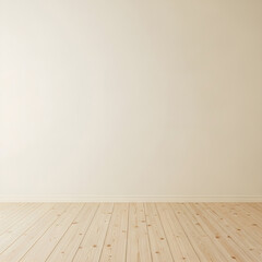 Empty interior room background with light wooden floor and plain beige wall isolated PNG with Transparent Background