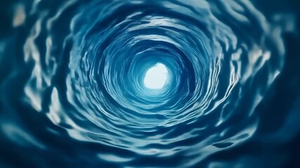 Hypnotic Blue Water Vortex Swirling Towards a Bright Light Portal - Powered by Adobe