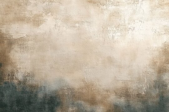 textured abstract canvas with warm beige and muted blue-gray tones, rough crackled surface and soft blended horizontal gradient conveying calm rustic serenity - Powered by Adobe