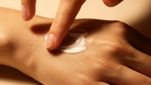 Animation 4k Applying Moisturizing Cream to Hand for Healthy Skin Care, Beautiful, Gentle Hand Treatment and Prevention Animation 4k