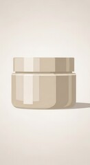 Obraz premium Simple illustration depicts a low, wide cosmetic container with a lid centered on a pale background.