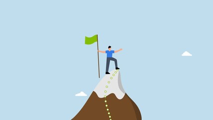 Success journey - Success journey, 4k animation successful entrepreneur victor at peak achievement journey.