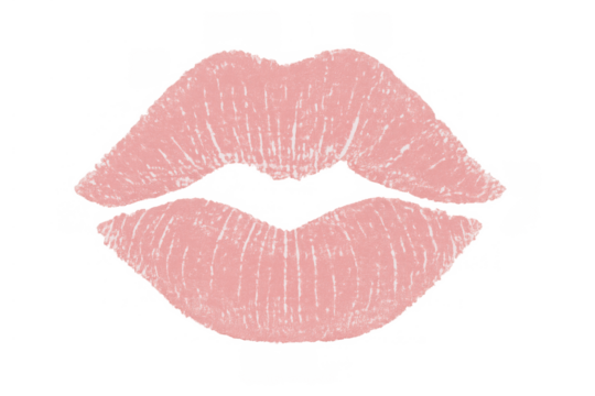 Pink lipstick kiss print creating a romantic and loving mark for beauty, valentine, and passion concepts on transparent background