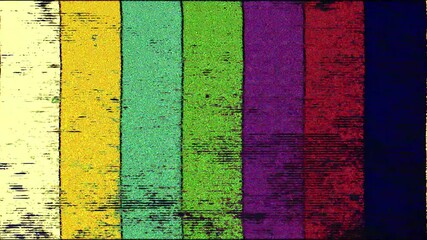 Broadcast television bars with distortions and glitch effects - Powered by Adobe