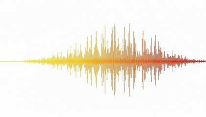 A colorful sound wave visualization with a yellow to red gradient on a white background, representing audio data or music.