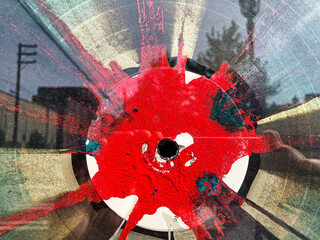 Red Paint On Record Label