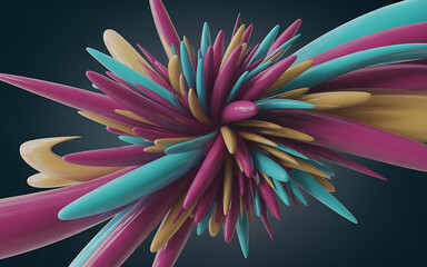 Vibrant abstract burst with dynamic shapes in trendy pink, teal, and gold – perfect for a modern backdrop or eye-catching design element now