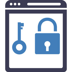 Digital Security Concept Illustration With A Locked Padlock And Key Icon Inside A Browser Window Interface On A Transparent Background