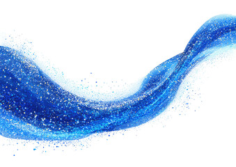Shimmering blue wave with sparkles against a black background