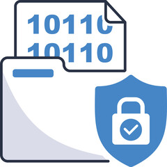 Digital Security Folder With Binary Code Document And Padlock Shield Icon On Transparent Background