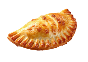 Golden, flaky empanada; crimped crust