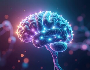 Abstract AI Brain Network, Complex Connections