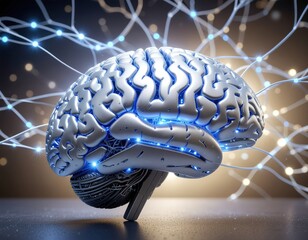 Artificial Intelligence Brain with Neural Network Connections