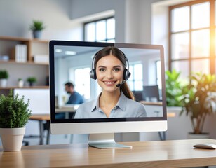 Friendly AI Customer Service Avatar on Screen