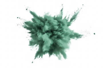 A green powder explosion against a white background. creating a dynamic visual impact. perfect for artistic projects or promotional materials