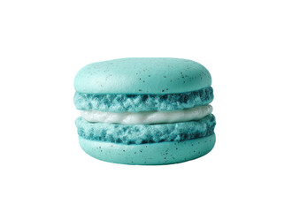 Single light blue macaron with white cream, dark speckles