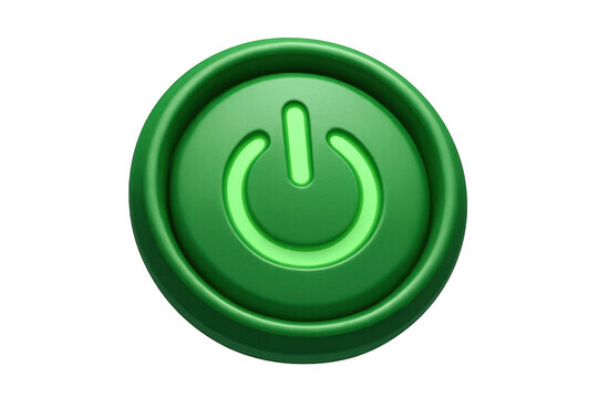 Green power button symbol glowing, starting digital systems, energy, and technology. Switching on, active status, restart icon - Powered by Adobe