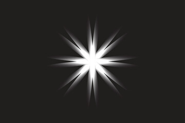 Bright Starburst Glow Effect on Dark Background — Luminous Light Burst