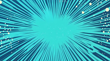 Abstract blue striped retro comic background with halftone corners