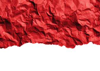 Crumpled red paper texture torn over solid black backdrop