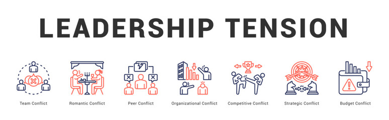 Leadership Tension Modern and clean web banner illustration featuring thematic icons for visual communication