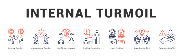 Internal Turmoil Modern and clean web banner illustration featuring thematic icons for visual communication