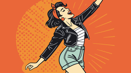 Retro Pop Art Dancing Woman Illustration