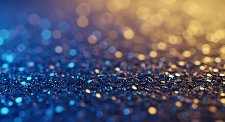 Bokeh Lights Background with Blue and Gold Glitter Keywords: bokeh, lights, background, glitter, sparkle, abstract, blue, gold, yellow, dark, festive
