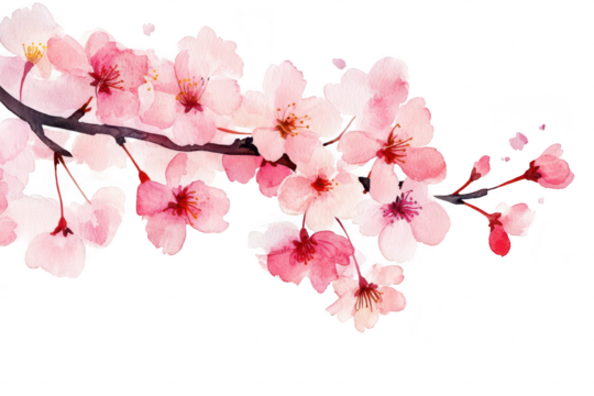 A delicate watercolor painting of cherry blossom branches with soft pink and white flowers. symbolizing spring and renewal. suitable for invitations or seasonal decor