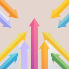 Overlapping coloured arrows pointing or moving up growth concept vector illustration
1