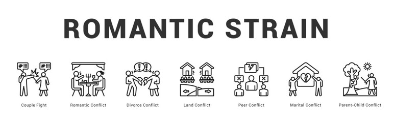 Romantic Strain Modern and clean web banner illustration featuring thematic icons for visual communication