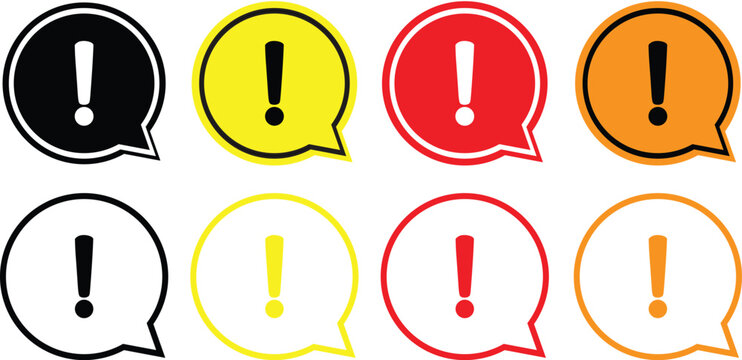 Collection of colorful speech bubbles with exclamation marks vector illustration