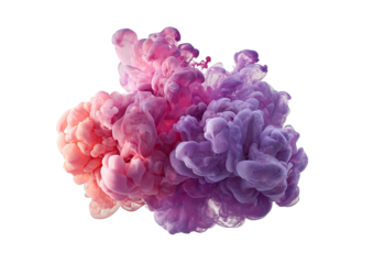 Swirling pink, purple clouds of smoke on pure black