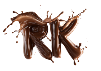 Chocolate splash shaped as letters on a black background