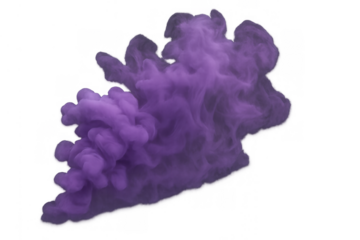 Purple smoke cloud expanding, creating an abstract mystical fog effect with transparent atmospheric dynamic fluid shapes