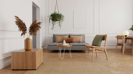 Fototapeta premium Modern living room with natural light and minimalist decor