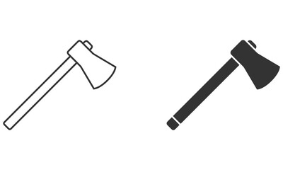 Axe Silhouette: Two axe silhouetted against a plain backdrop, highlighting a tool designed for cutting and shaping wood or for chopping, demonstrating power and utility.