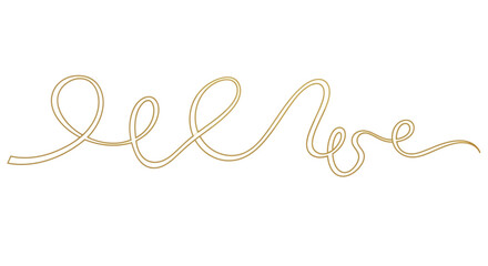 Elegant golden calligraphy of the word believe on a white background illustration
