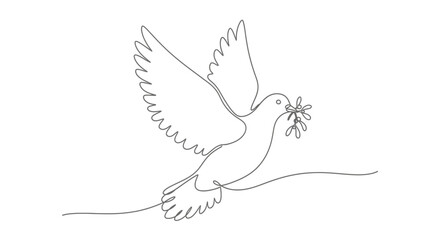 Elegant One-Line Dove Illustration Representing Peace and Hope for a Better Future