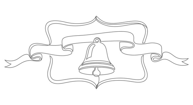 Elegant Monochrome Bell and Ribbon Banner Design for Celebrations and Events