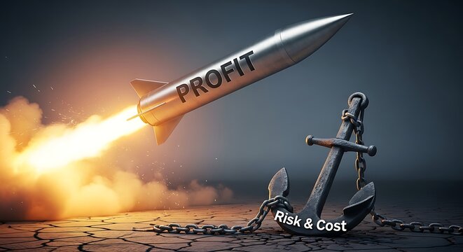Achieving Financial Ascent Profit Rocket Taking Off, Leaving Behind the Constraints of Risk and Cost to Drive Business Success