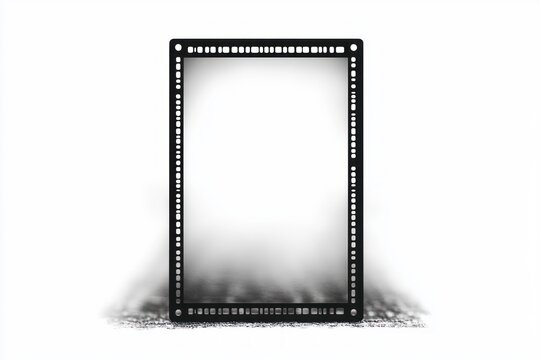 black perforated rectangular metal frame standing upright on white surface casting soft smoky shadow, minimalist and contemplative