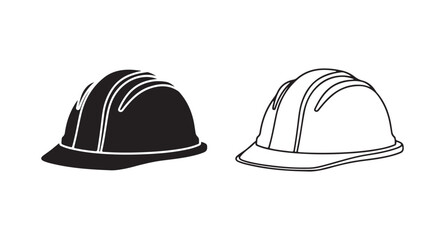 Fototapeta premium Hardhat vector icon in both solid and outline styles, ideal for apps or websites.
