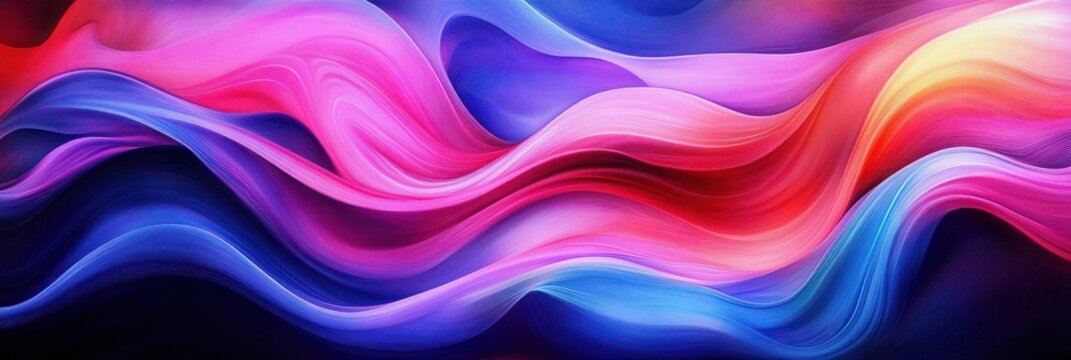 vibrant flowing abstract ribbons of colorful waves in pink blue purple and red conveying energetic calm and fluid motion