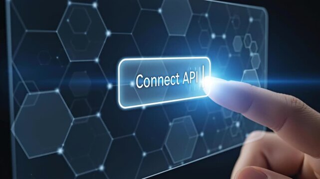 A person's finger touching a button with Connect API, emphasizing modern technology. - Powered by Adobe