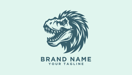 Awesome T-Rex Dinosaur Head Illustration Logo - Vector Graphic Art © bisma